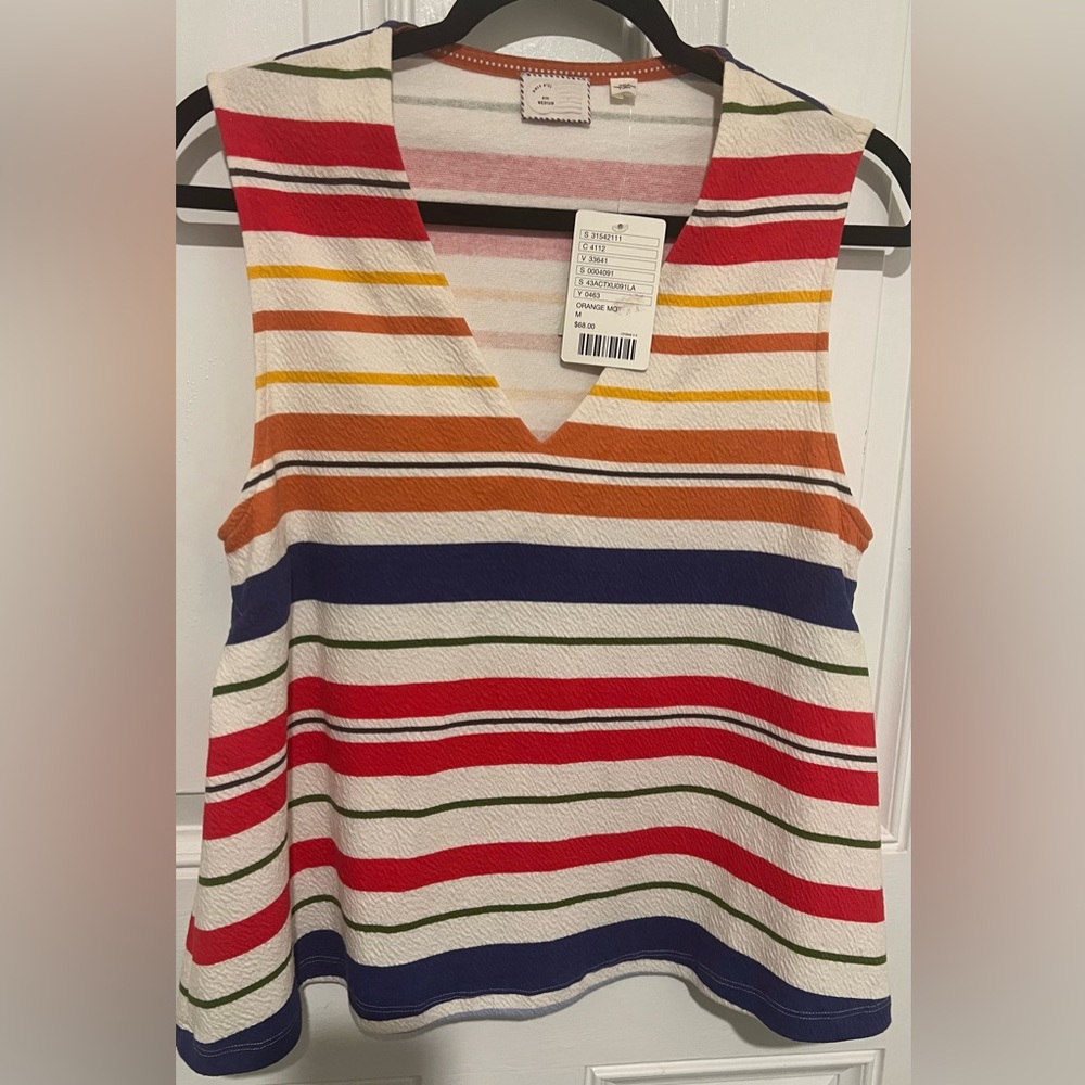 Anthropologie Postmark Monterey Multicolored Striped Sleeveless Top Size Medium - Picture 3 of 15